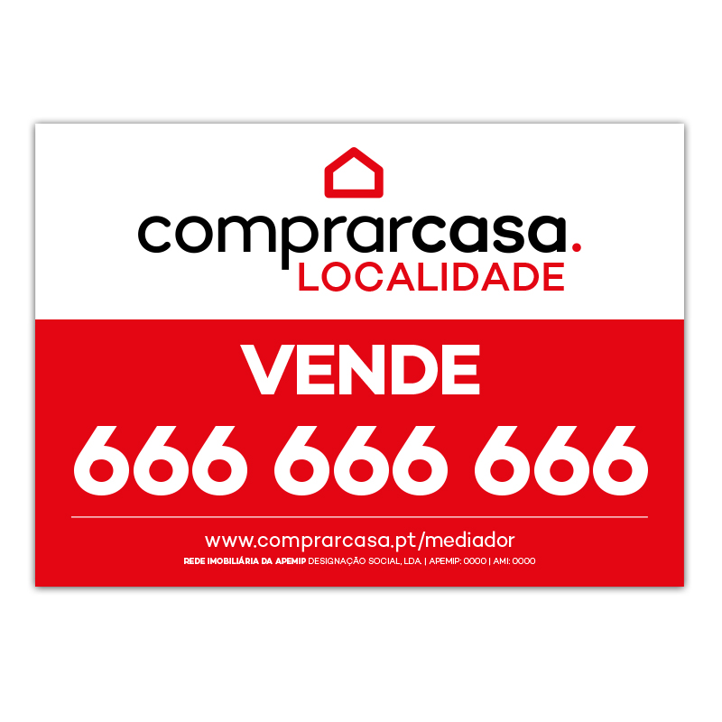Placa VENDE 70X50 cm (1 NÚMERO)